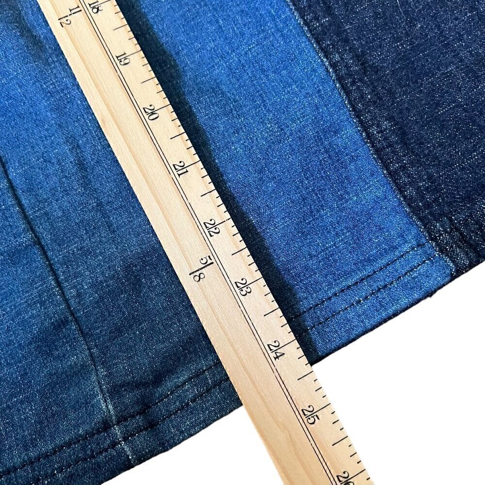 Lane Bryant Color Block Two Toned Denim Skirt w/Front Pockets & Back Slit Sz 16 - Picture 6 of 9